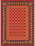 Ornate Red Orange Blue Medallion Rug