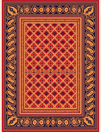 Ornate Red Orange Blue Medallion Rug