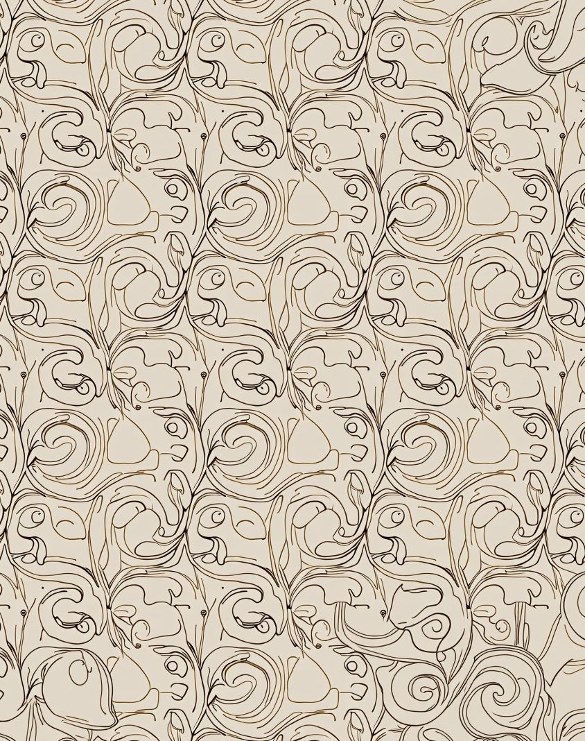 Earthy Tone Abstract Swirl Vines Rug