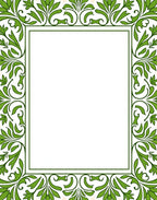 Green Leafy Vine Border Frame Rug