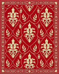 Crimson Cream Heraldic Fleur-de-lis Rug