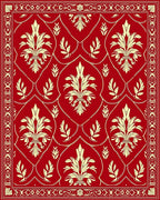 Crimson Cream Heraldic Fleur-de-lis Rug