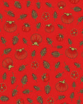 Red And Gold Tropical Floral Scallop Rug