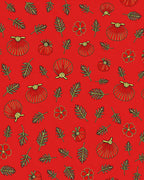 Red And Gold Tropical Floral Scallop Rug