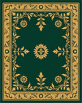 Gilded Emerald Floral Vine Border Rug