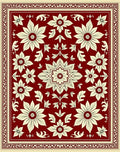 Ornate Floral Inlay Border Red Rug