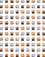 Caramel Brown Blue Paw Prints Rug