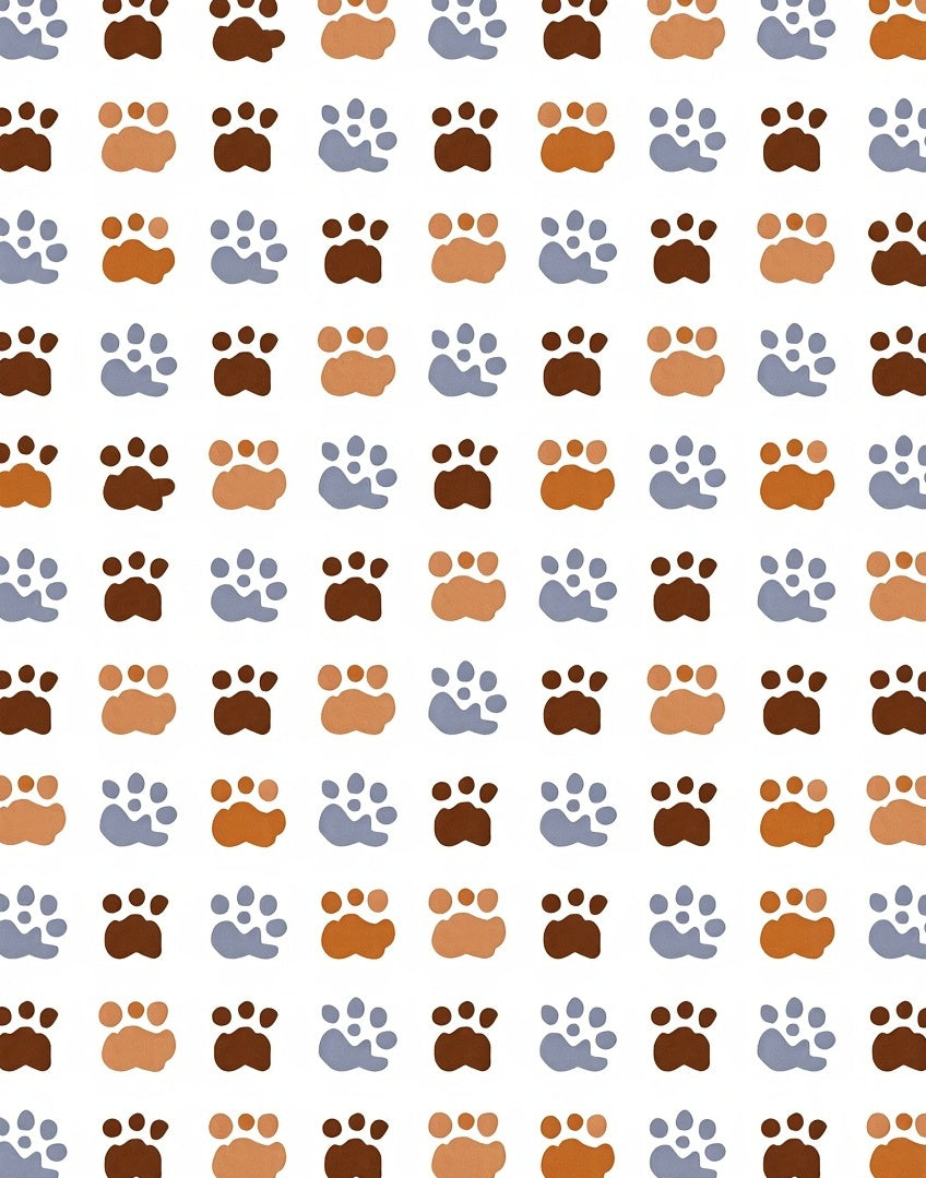 Caramel Brown Blue Paw Prints Rug
