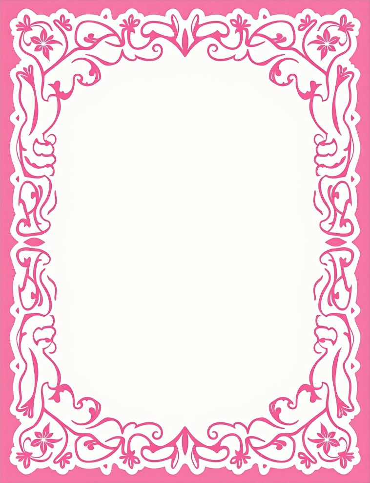 Pink Floral Bordered Art Rug