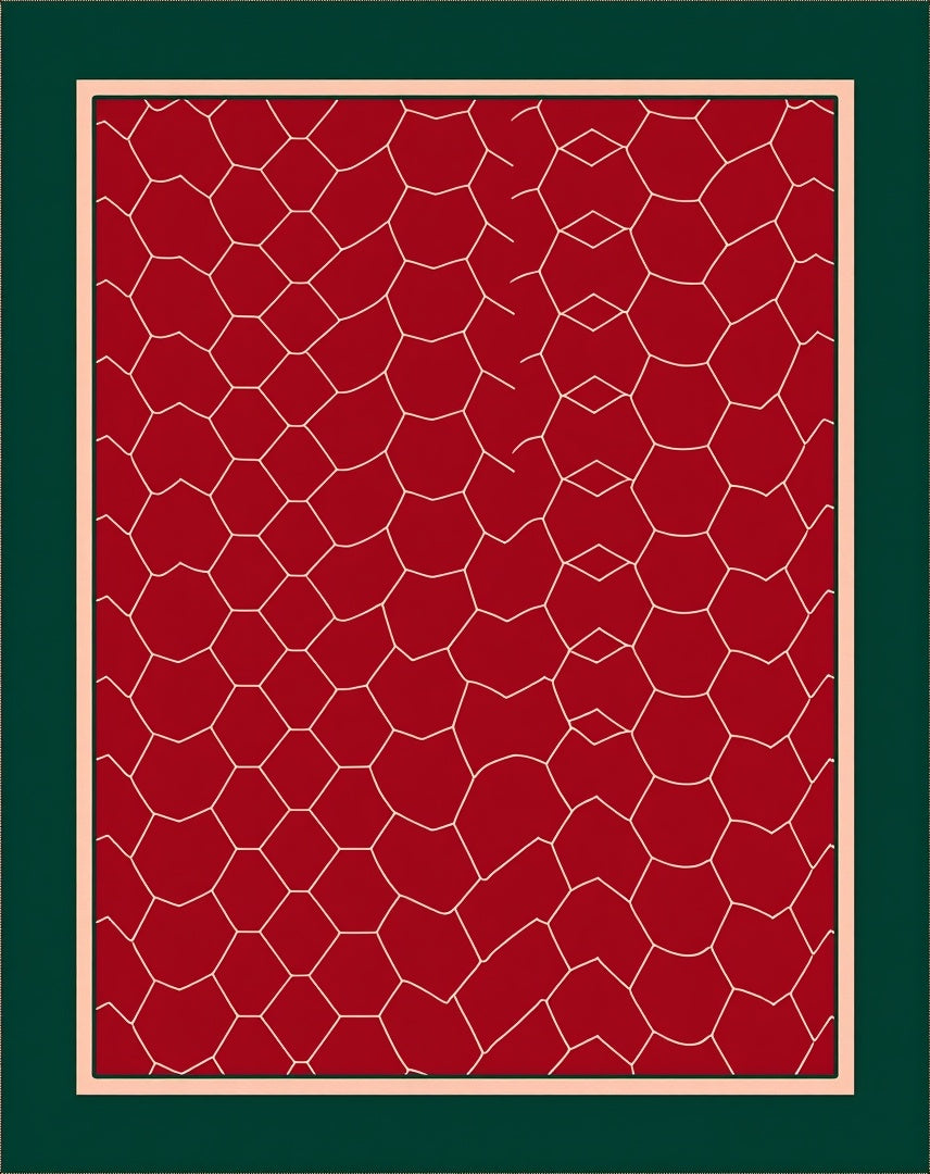 Crimson Cream Organic Cell Network Rug