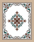 Brown Teal Floral Medallion Border Rug