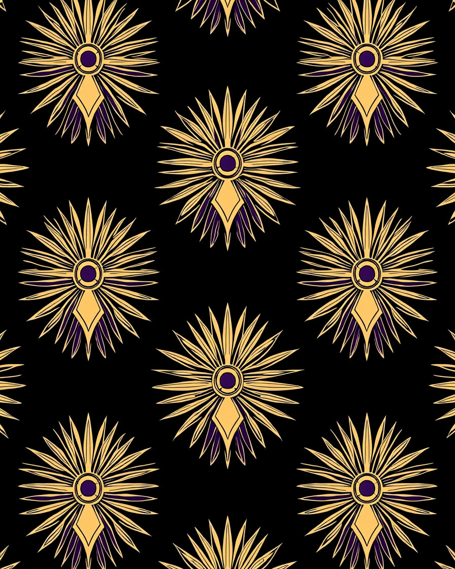 Golden Sunburst Art Deco Medallion Rug