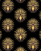 Golden Sunburst Art Deco Medallion Rug