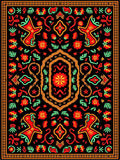 Vibrant Black Red Floral Medallion Rug