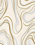 Abstract Cream Swirl with Gold Lines Rug