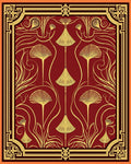 Crimson Gold Art Deco Floral Medallions Rug