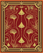 Crimson Gold Art Deco Floral Medallions Rug