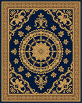 Ornate Gold Medallion Navy Rug