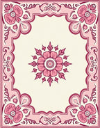 Pink Floral Medallion Border Rug
