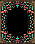 Coral Teal Gold Floral Frame Rug