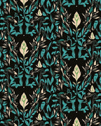 Dark Teal Floral Botanical Garden Rug