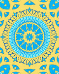 Radiant Blue Eye Mandala Yellow Rug