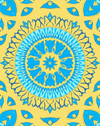 Radiant Blue Eye Mandala Yellow Rug