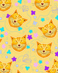 Whimsical Orange Cat Floral Meadow Rug