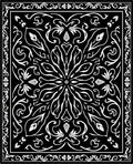 Black White Floral Mandala Symmetry Rug