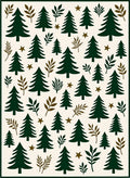 Forest Green Trees Branch Stars Ivory Rug