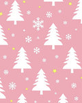 Pink White Christmas Tree Snowflake Stars Rug
