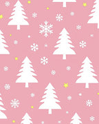 Pink White Christmas Tree Snowflake Stars Rug