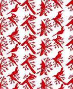 Rustic Red Bird Tree Branch Collage Rug