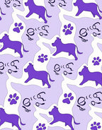 Purple Dog Paw Print Whimsical Landscape Rug
