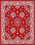 Scarlet White Floral Medallion Border Rug