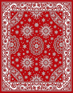 Scarlet White Floral Medallion Border Rug