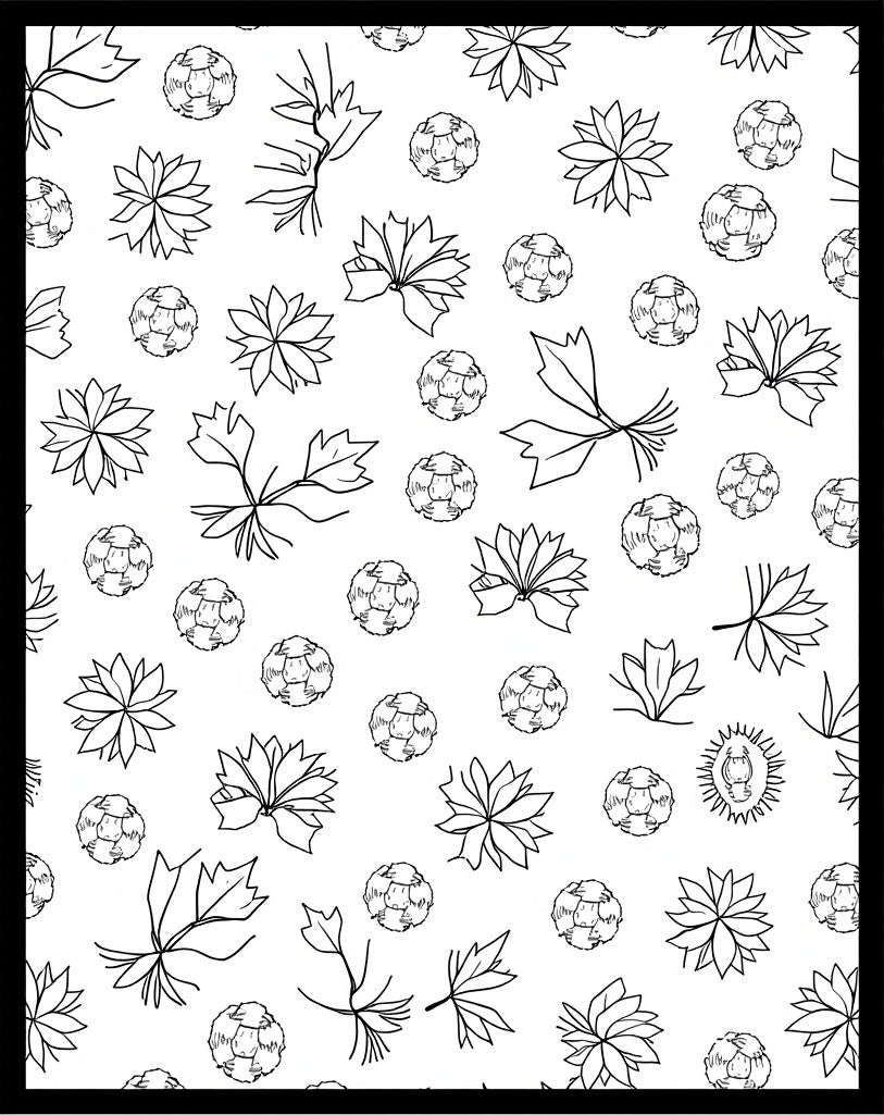 Botanical Sketch Collection Scattered Petals Rug