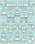 Whimsical Town Houses Village Scene Rug