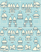 Whimsical Town Houses Village Scene Rug