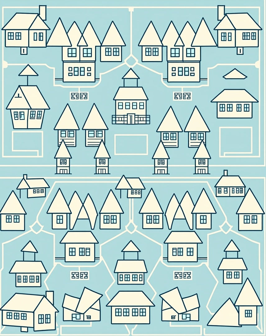 Whimsical Town Houses Village Scene Rug