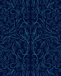 Aqua Outline Floral Swirl Rug