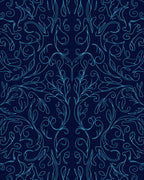 Aqua Outline Floral Swirl Rug