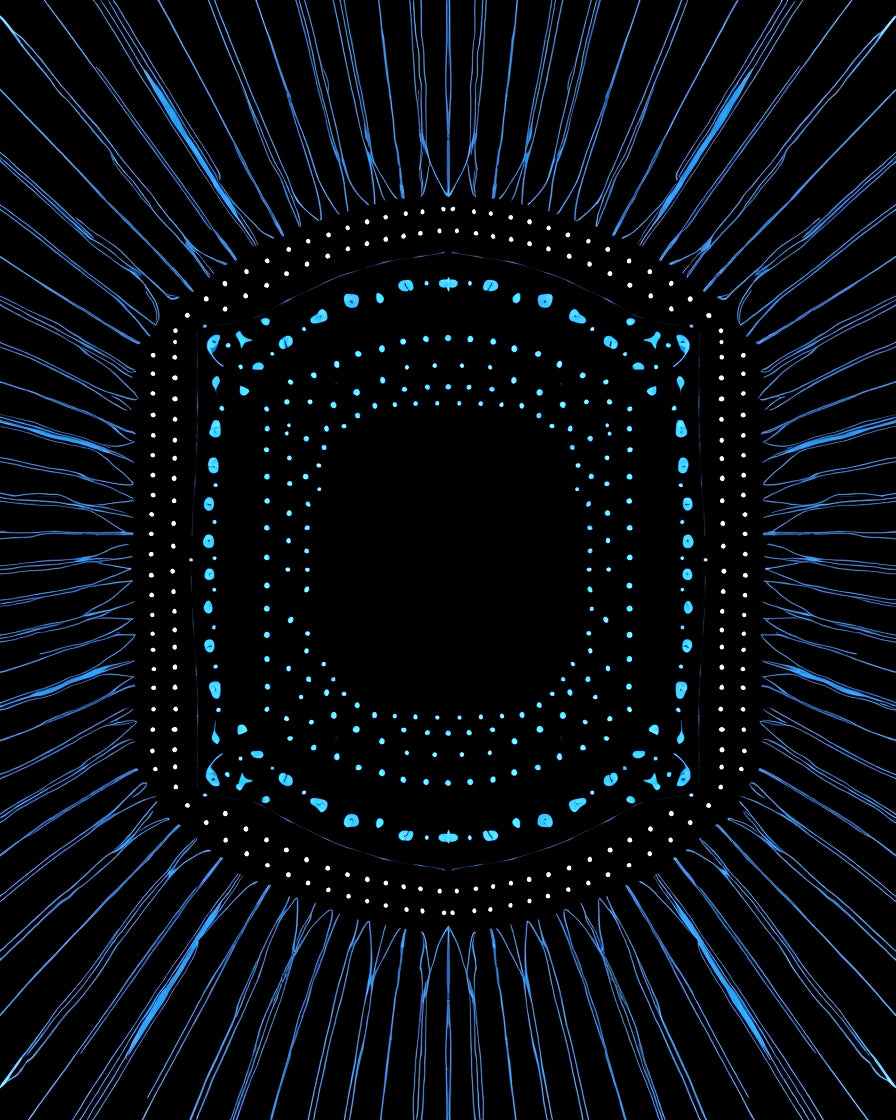 Deep Blue Radiant Neon Geometric Rug