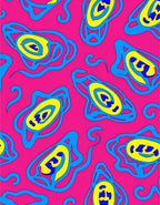 Vibrant Pink Blue Yellow Eye Rug
