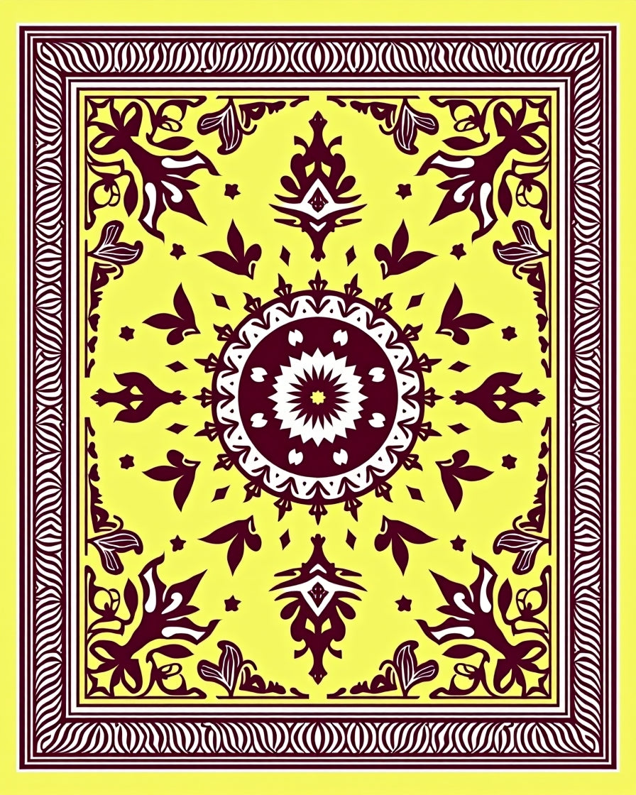 Regal Crimson Floral Medallion Rug