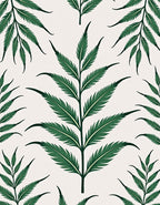 Deep Green Fern Leaf Arrangement Rug