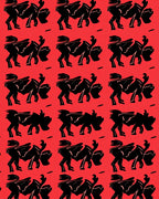 Crimson Red Black Winged Creature Repeat Rug
