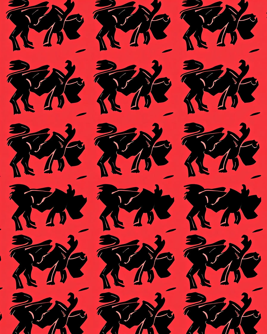 Crimson Red Black Winged Creature Repeat Rug