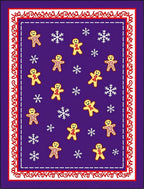 Purple Gingerbread Snowflakes Border Rug