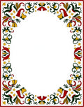 Crimson Green Gold Star Garland Frame Rug